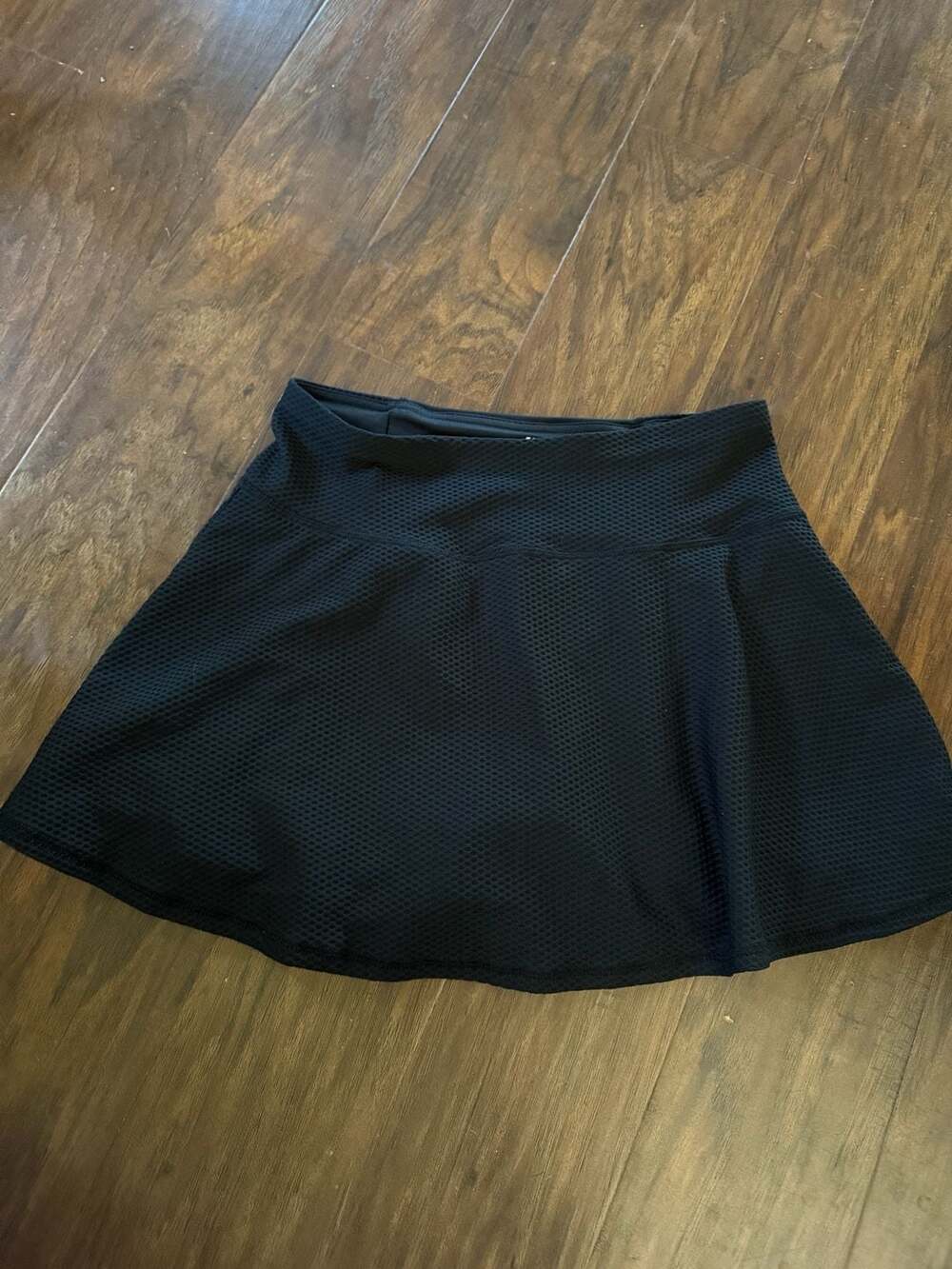 Kyodan Black Cotton Open Knit Mesh Mini Skort XS
